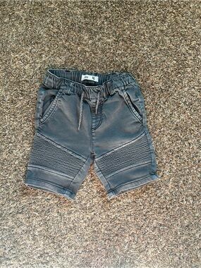 Cotton On Boys Charcoal Rib-Knee Drawstring Shorts